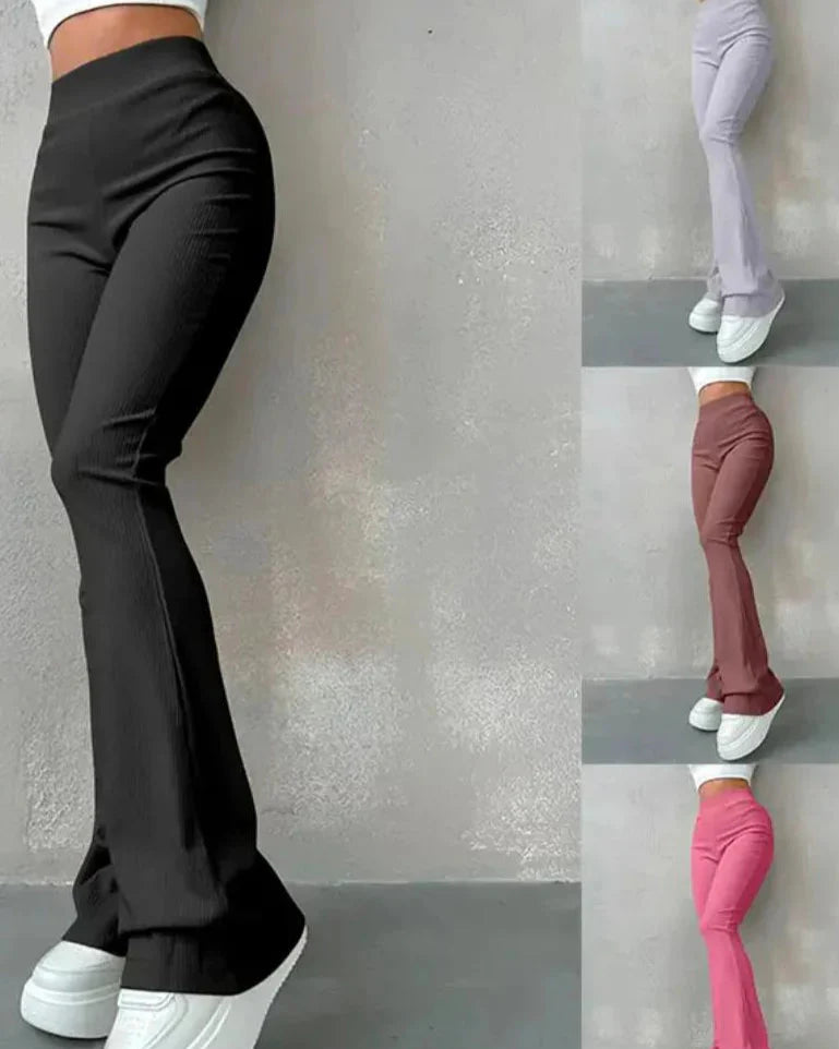 Fashion Solid Women Bell-Bottom Pants