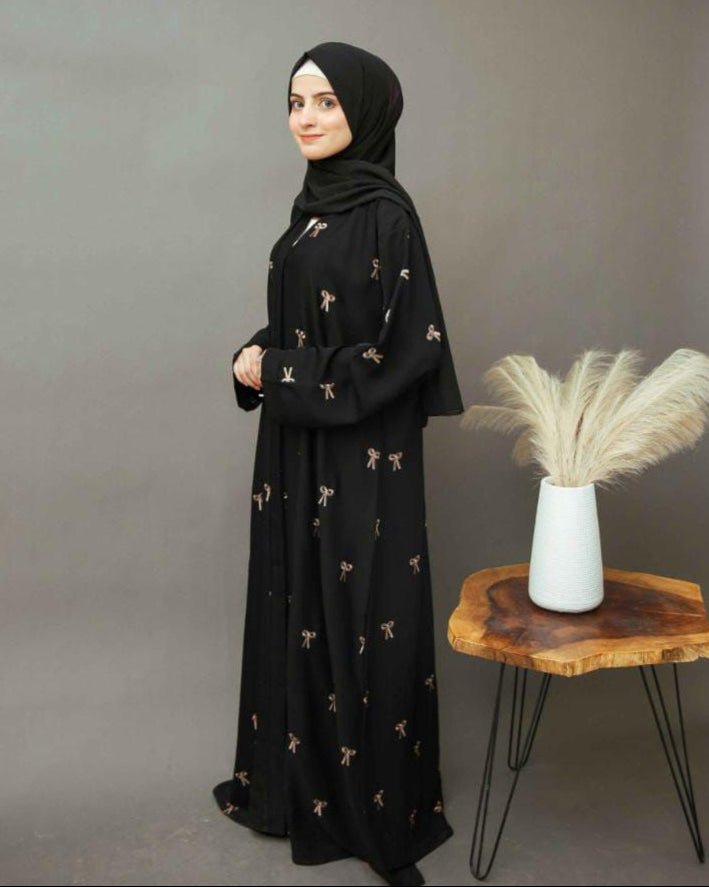 Bow Embroidery Abaya I Timeless Elegance by Bella Aura