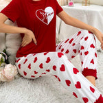 Red heart Printed Night Suit
