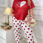 Red heart Printed Night Suit