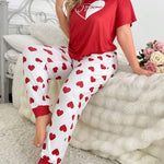 Red heart Printed Night Suit