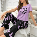 Heart and Butterfly Printed Night Suit