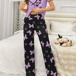Heart and Butterfly Printed Night Suit