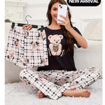 Noise Cotton 3 Piece Printed Night Suitt Check Panda