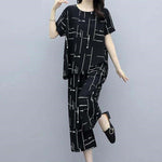 Black Capri Printed Night Suit