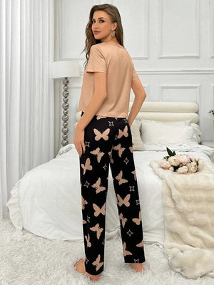 Heart and Butterfly Printed Night Suit