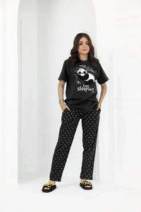 Black Never Give Up Night Suit
