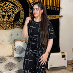 Black Capri Printed Night Suit