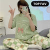 Olive Green Printed Night Suit